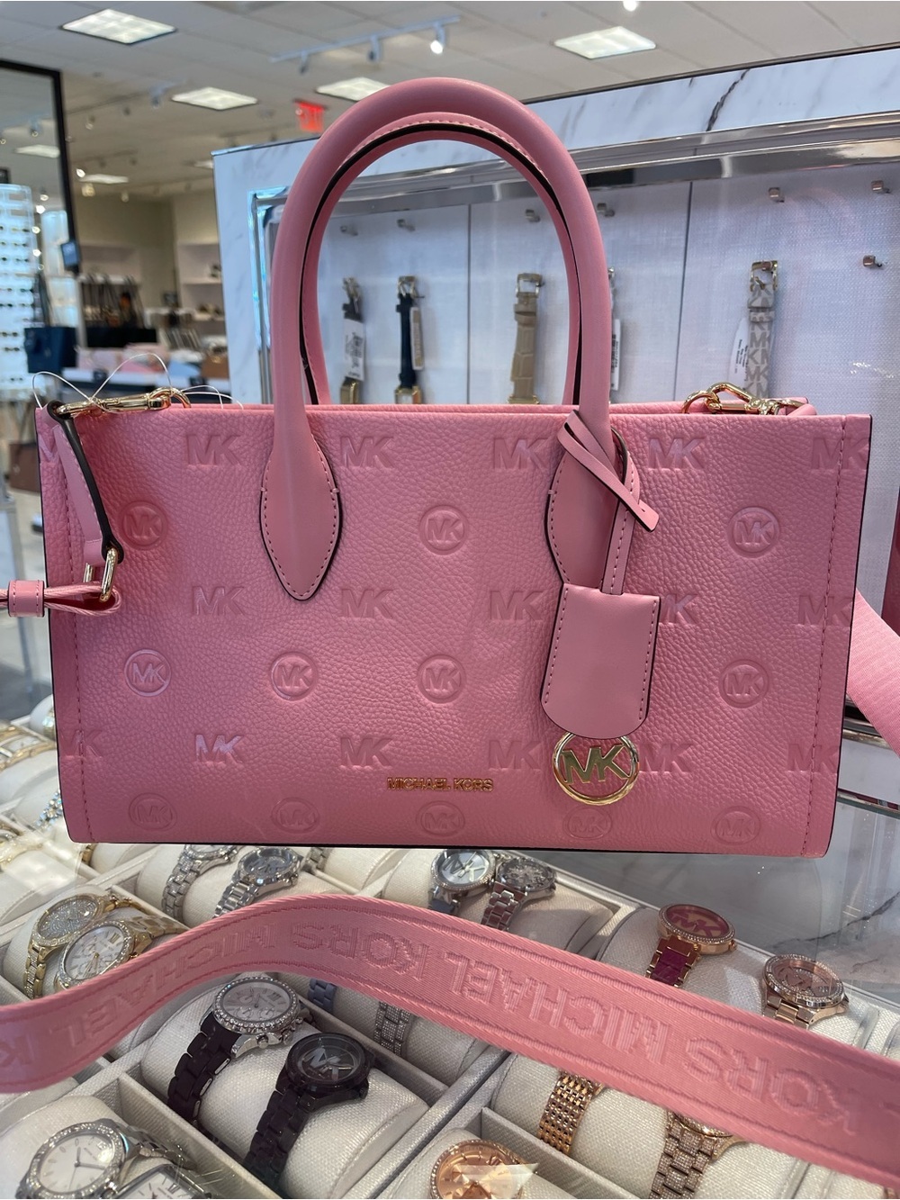 Michael Kors Mirella Md Logo Debossed Satchel Shoulder Tote Handb
Carnation 
NWT - Picture 12 of 16